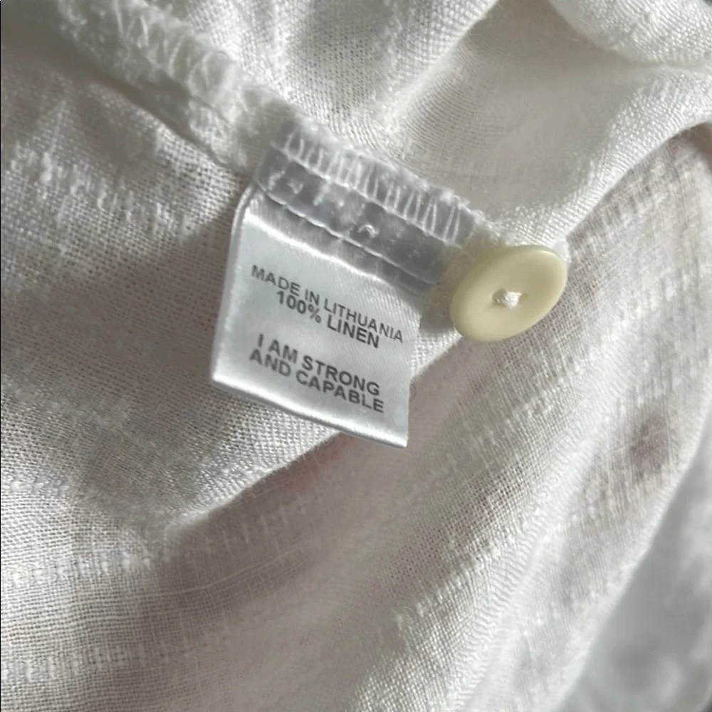 Flax 100% Linen Button Down Shirt White Size M Lagenlook